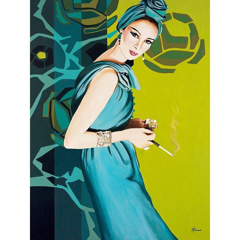 Femme Cigarette Black Modern Wood Framed Art Print by Bernard, Anne