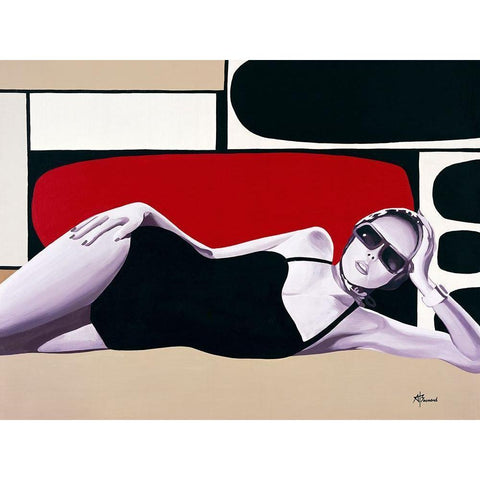 Femme Maillot de bain Black Modern Wood Framed Art Print with Double Matting by Bernard, Anne