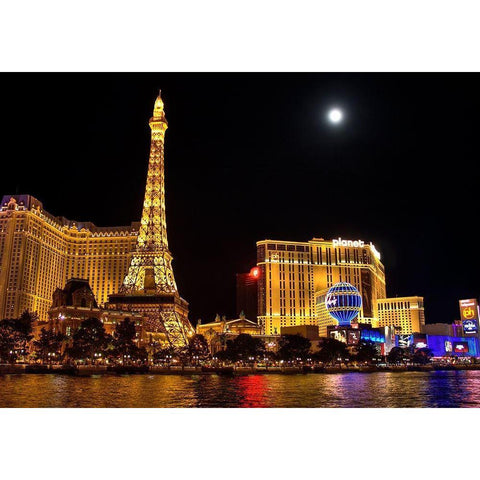 Paris-Vegas Black Modern Wood Framed Art Print with Double Matting by Terrible, Aurelien