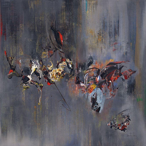 L effet Papillon White Modern Wood Framed Art Print with Double Matting by LAUTReDOU