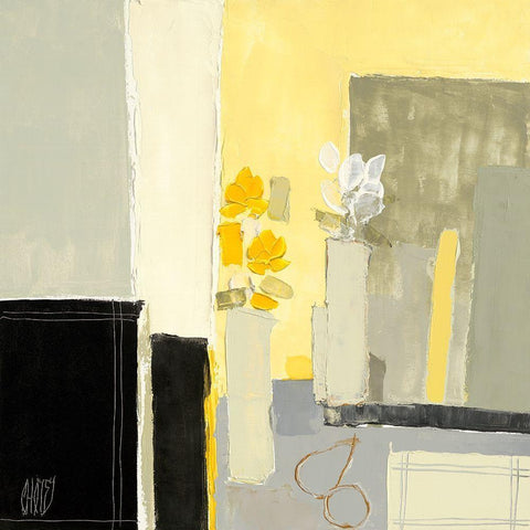 Tulipes blanches et roses jaunes White Modern Wood Framed Art Print by Choisy, Christian