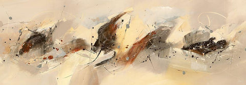 Farandole II White Modern Wood Framed Art Print with Double Matting by Ball, Veronique