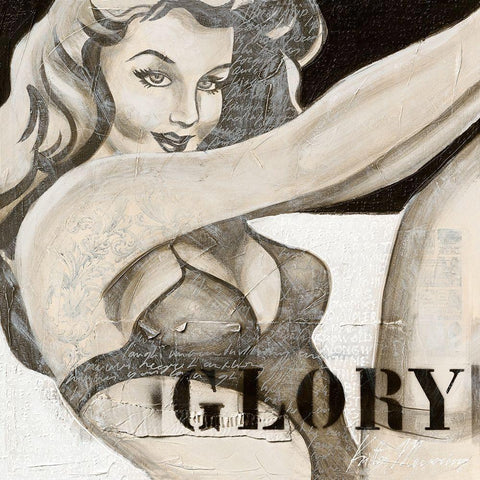 Pin Up Glory White Modern Wood Framed Art Print by Meijering, Kitty