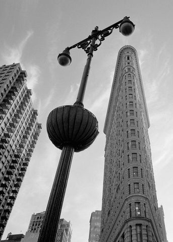 New York Flatiron I White Modern Wood Framed Art Print with Double Matting by Butcher, Dave