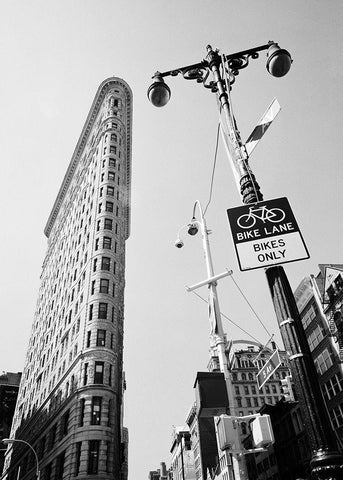 New York Flatiron II White Modern Wood Framed Art Print with Double Matting by Butcher, Dave