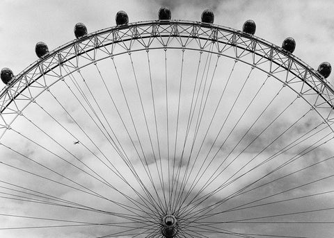 London Eye White Modern Wood Framed Art Print with Double Matting by Butcher, Dave