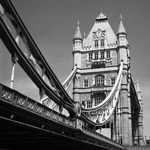 London Tower Bridge Black Ornate Wood Framed Art Print with Double Matting by Butcher, Dave