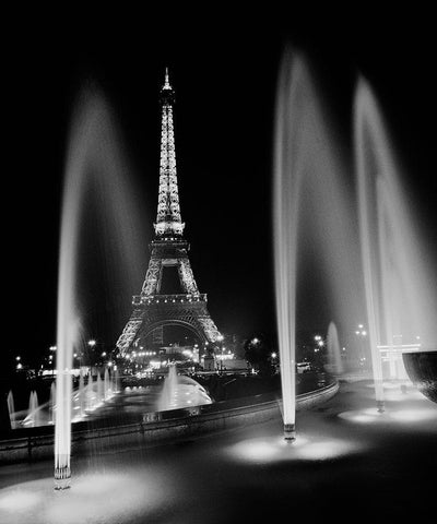 Eiffel Tower Fountains Black Ornate Wood Framed Art Print with Double Matting by Butcher, Dave