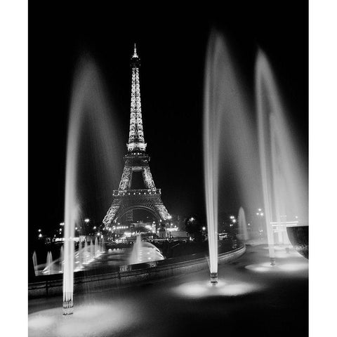 Eiffel Tower Fountains Black Modern Wood Framed Art Print with Double Matting by Butcher, Dave