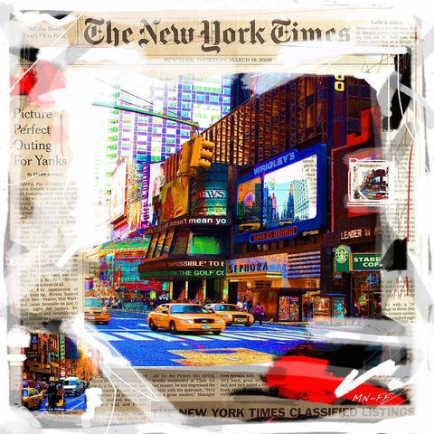 Balade a New York Black Modern Wood Framed Art Print by MN.FF