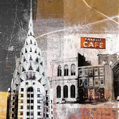Fanelli Cafe Gold Ornate Wood Framed Art Print with Double Matting by Luger, Gery