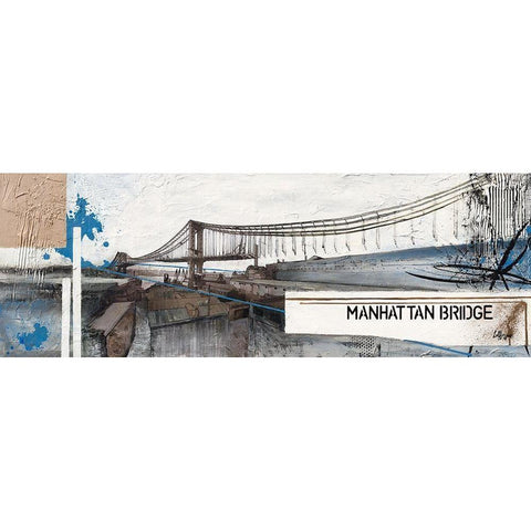 Manhattan Bridge White Modern Wood Framed Art Print by Laffargue, Caroline