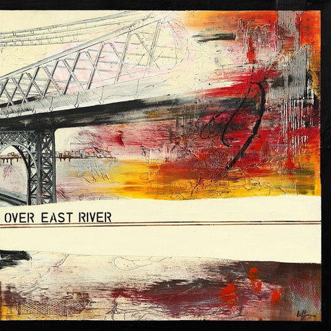 Walk Over East River II Black Modern Wood Framed Art Print with Double Matting by Laffargue, Caroline