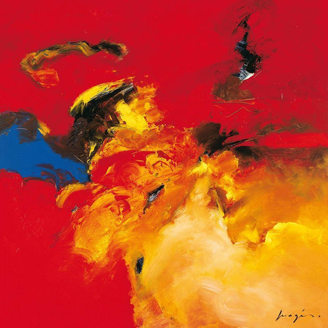 Rouge - Bleu Gold Ornate Wood Framed Art Print with Double Matting by Magis, Pascal