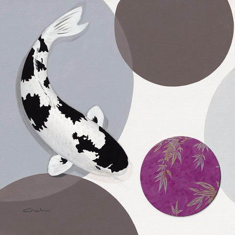 Koi Vio Spots II White Modern Wood Framed Art Print with Double Matting by Gruhn, Nicole