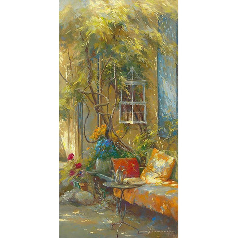 A l heure du the Black Modern Wood Framed Art Print by Messely, Johan