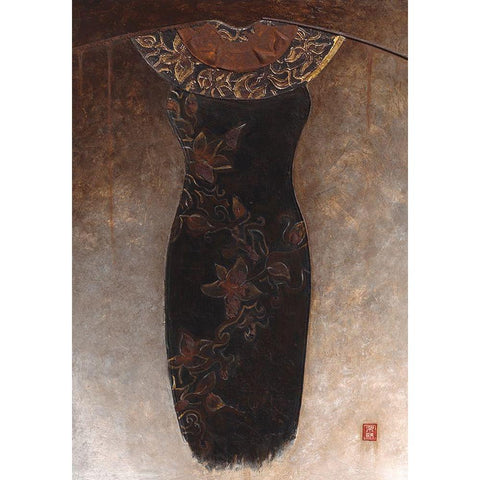 Asian Dress I Black Modern Wood Framed Art Print with Double Matting by Thiry, Diana