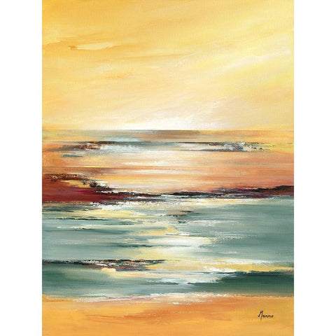 Horizon sur l etang II Black Modern Wood Framed Art Print with Double Matting by Manero, Annie