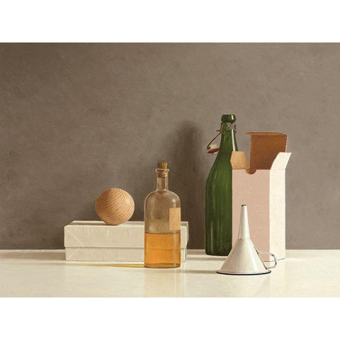 Still Life with Wooden Ball White Modern Wood Framed Art Print by de Bont, Willem