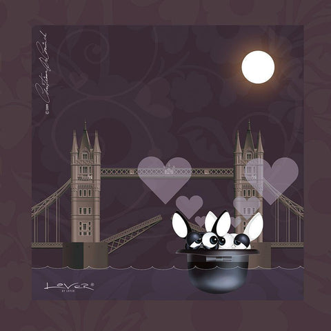 Lover by Lover - London-With Love Black Modern Wood Framed Art Print with Double Matting by De Coninck, Christiaan