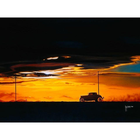 Sunset Run Black Modern Wood Framed Art Print with Double Matting by Tempier, Guy