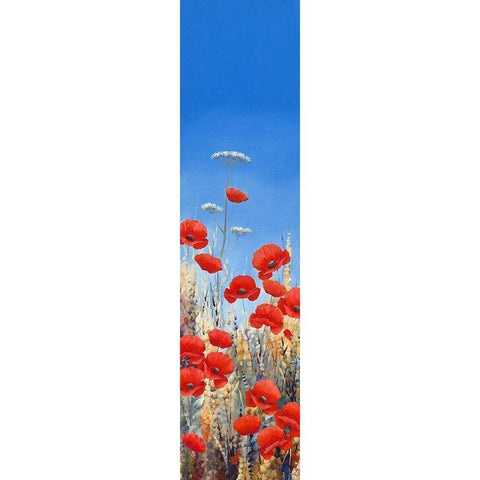 Summer Poppies I Black Modern Wood Framed Art Print with Double Matting by Mayes, Hilary