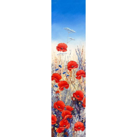 Poppy Field I White Modern Wood Framed Art Print by Mayes, Hilary