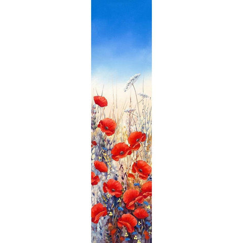 Poppy Field II Black Modern Wood Framed Art Print with Double Matting by Mayes, Hilary