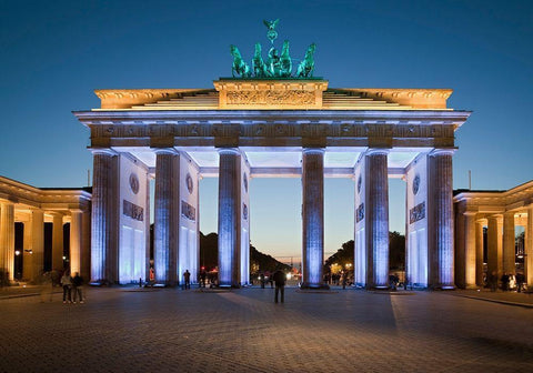 Brandenburger Tor I White Modern Wood Framed Art Print with Double Matting by Fischer, Rolf