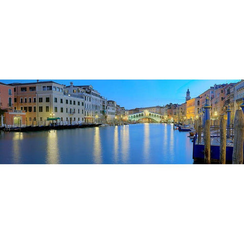 Venedig Rialto Brucke Black Modern Wood Framed Art Print with Double Matting by Fischer, Rolf