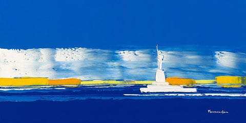 New York II Black Ornate Wood Framed Art Print with Double Matting by Fontdeville, Guy