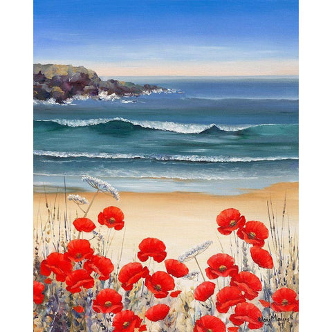 PoppyÂ Sands White Modern Wood Framed Art Print by Mayes, Hilary