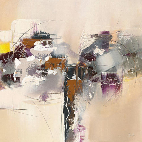 Pensee II Black Modern Wood Framed Art Print with Double Matting by Ball, Veronique