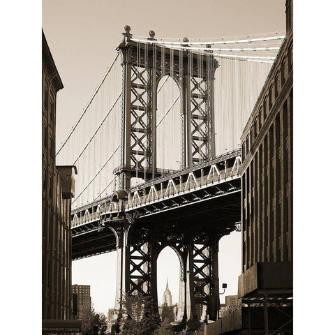 Manhattan Bridge Gold Ornate Wood Framed Art Print with Double Matting by Terrible, Aurelien