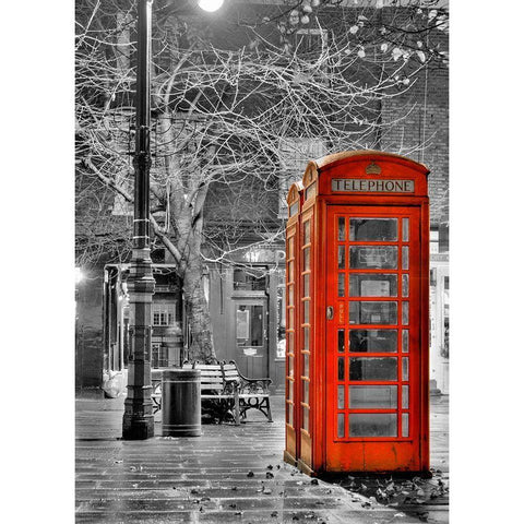 London Phone Black Modern Wood Framed Art Print with Double Matting by Terrible, Aurelien