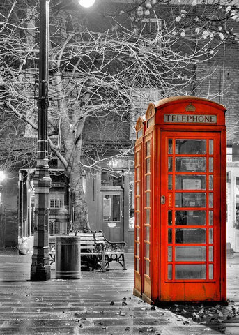 London Phone Black Ornate Wood Framed Art Print with Double Matting by Terrible, Aurelien