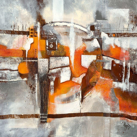 Transfert d emotion I White Modern Wood Framed Art Print with Double Matting by Jadis