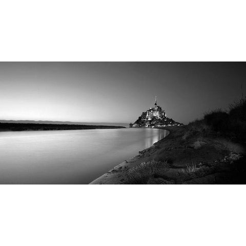 Le Mont-Saint-Michel Black Modern Wood Framed Art Print with Double Matting by Seidel, Leo