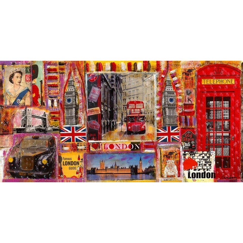 London 11 Black Modern Wood Framed Art Print with Double Matting by Candon, Frederick