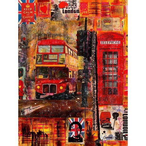 London in Winter Black Modern Wood Framed Art Print with Double Matting by Candon, Frederick