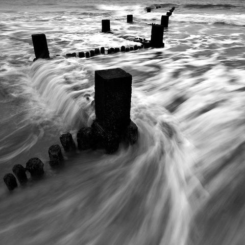 Sea Defences ll White Modern Wood Framed Art Print with Double Matting by Lambert, Tom