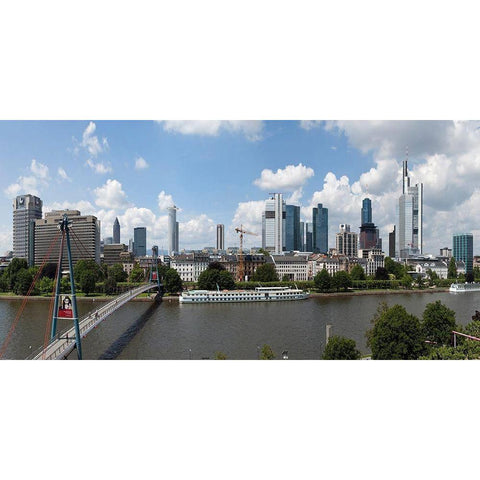 Skyline Frankfurt Panorama White Modern Wood Framed Art Print by Fischer, Rolf