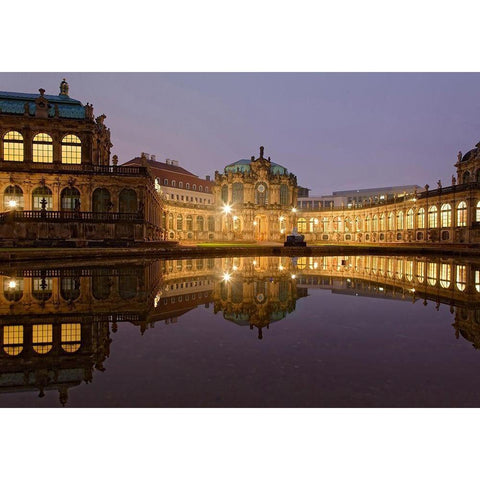 Zwinger Dresden beleuchtet White Modern Wood Framed Art Print by Fischer, Rolf