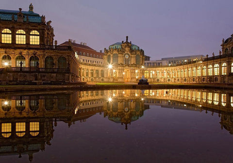 Zwinger Dresden beleuchtet White Modern Wood Framed Art Print with Double Matting by Fischer, Rolf