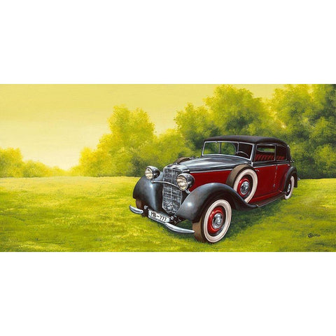 Oldtimer MB-777 White Modern Wood Framed Art Print by Richter, Cornelia