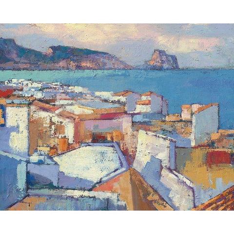 Ibiza White Modern Wood Framed Art Print by Camargo, Jesus P.