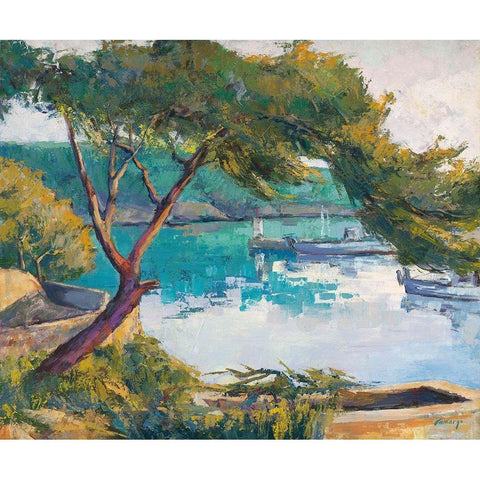 Cala Figuera White Modern Wood Framed Art Print by Camargo, Jesus P.