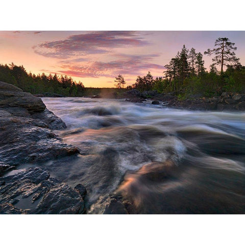 Voxnan River Black Modern Wood Framed Art Print by Strand, Hans