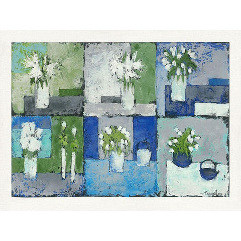 Fleurs en harmonie White Modern Wood Framed Art Print by Persillon, Francoise