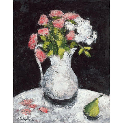 Roses d Elisa White Modern Wood Framed Art Print by Persillon, Francoise